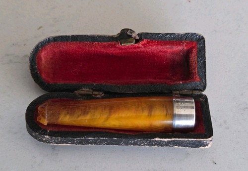 Antique amber silver cigarette - antique, amber/silver