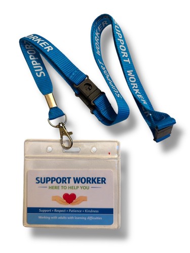 Blue support worker lanyard - support,