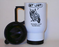 Irritable Owl Syndrome Travel Mug Can Personalise Funny Rude Joke Work Cup Gift