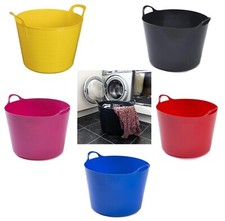 WHITE FURZE FLEXI TUB BUILDER TRUG CONSTRUCTION CONTAINER BUCKET WITH HANDLE