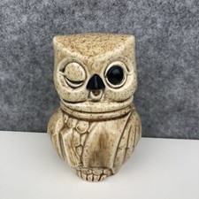 Vintage Owl Ceramic Figurine Removable Head Honey Jam Pot Jar / Trinket Box 13cm