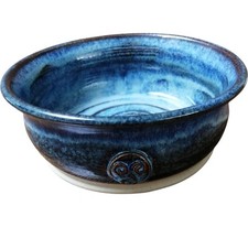 Handcrafted Ceramic Blue Glazed Bowl Unique Pottery Dish 5.2 Inches
