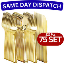 225 Pcs Gold Plastic Cutlery
