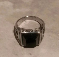 Masonic Steel Alloy Onyx Ring