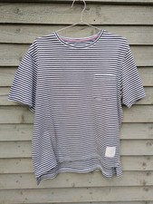 Thom Browne Stripe T-Shirt Mens Large Blue White Chest Pocket Cotton Canada Made