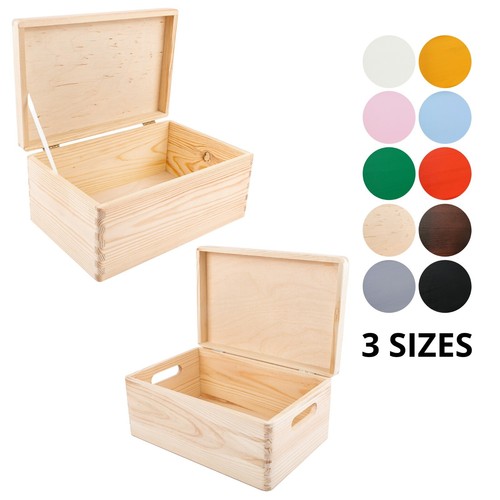 Wooden storage box with hinged - wooden,