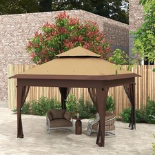 3 x 3metre Pop Up Gazebo, Instant Shelter with Mosquito Netting - Khaki