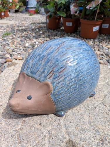 Blue hedgehog garden ornament - blue,