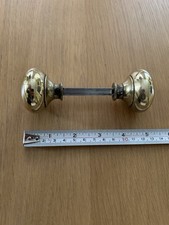 Original Antique Pair of Brass Bun Rim Lock Door Knobs
