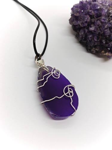 Purple agate slice - slice, handmade