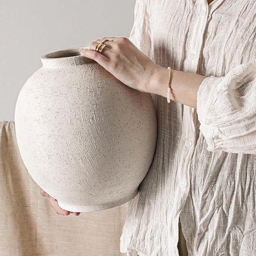 White ceramic vase large - ceramic,