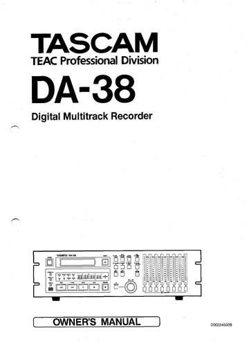 User manual for - for, da-38