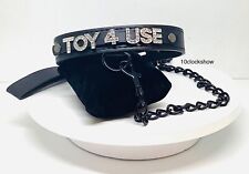 Bdsm collar lead set black custom slave swinger leash set sub bondage kit M/L uk