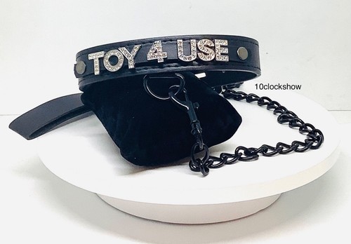 Bdsm collar leash set black
