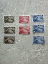 Zeppelin Airmail Stamps Set of 8 Deutsche Luftpost Reprints Immaculate Unused