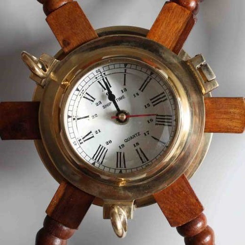Nautical ship wheel clock - nautical,