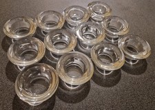 12 Glass Tea Light Holders, Thick Glass Round Tee Light Holders, Clear Glass