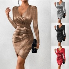 V Neck Long Sleeve Bodycon