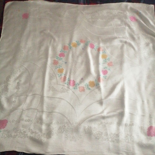 Vintage white rayon damask - vintage,