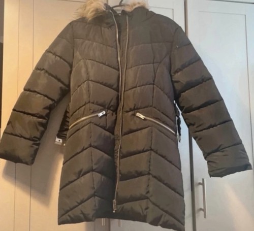 Girls fur hooded mid - , length