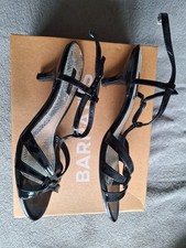 next black strappy kitten heel shoes never worn