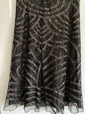Beautiful M & S  Per Una  'SPEZIALE'  Black/gold Lace Effect SKIRT - Size 16