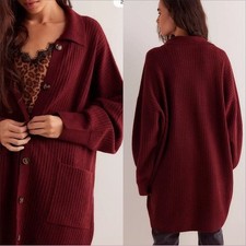 FREE PEOPLE  Emmy Oversized Cardi In Madder Root - X-LARGE - BNWT - RRP £188