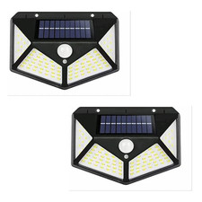 SOLAR POWER PIR MOTION SENSOR WALL LIGHTS OUTDOOR GARDEN SECURITY LAMP 100LED