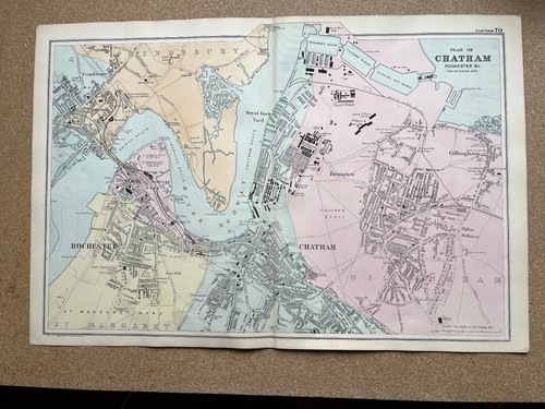 Large antique map chatham - map, of
