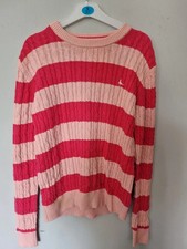 Jack Wills Pink Stripe Cotton Cable knit Jumper 10UK Ladies