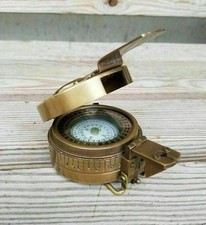 Pocket Antique Compass Marine Gift Item Solid Brass British Military Prismatic