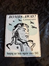 Vintage Retro Funny metal Sign: Bombs Away Laxatives