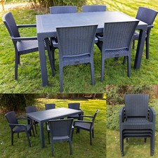 6 Seater Garden Patio Furniture Set Chairs Table Outdoor Bistro Set Rattan Style