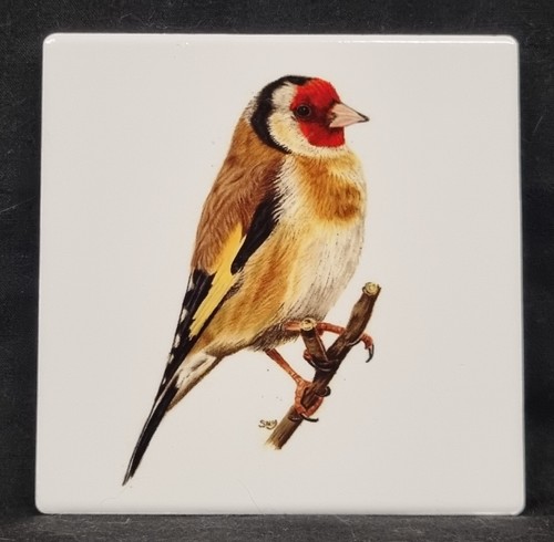 Goldfinch ceramic coaster - goldfinch,