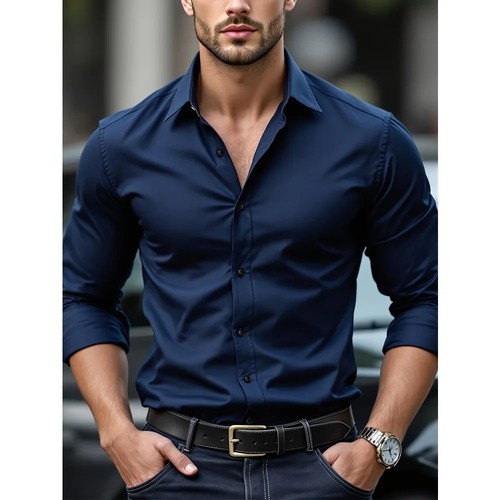 Men solid color long sleeve - men's,
