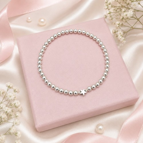 Silver star stretch - silver, bracelet