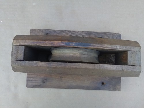 Antique wooden pulley - wooden, block