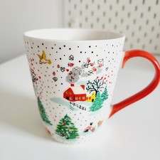 Cath Kidston Christmas Large Stanley White Mug With Red Handle Ultra Rare