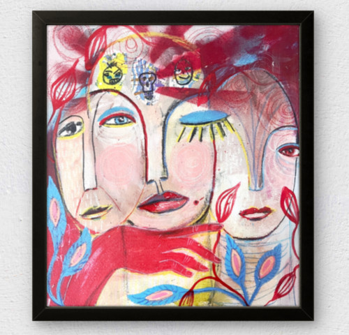 Three faces original painting - three,