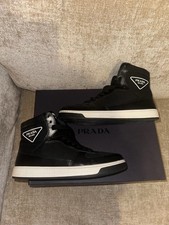 Prada Downtown High Top Trainers Sneakers Size 6.5 UK Black And White RRP £650+