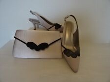 JACQUES VERT SCALLOP MESH DETAIL  SHOES AND MATCHING BAG - NEUTRAL SIZE 5 -NEW