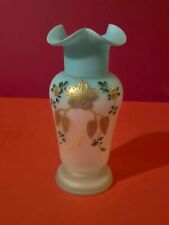 Victorian Satin Glass Vase Hand painted Antique Decorative