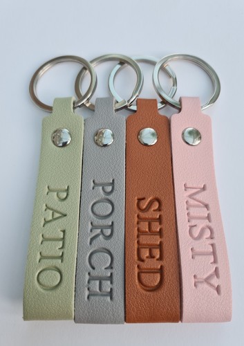Personalised leather keyring - leather,