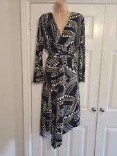 Black Yellow & White Lined Dress Size 20 By Star Julien Macdonald Exc Cond