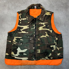 Sports Afield Hunting Gilet Mens Large Y2K Reversible Outdoor Vest, Green Orange