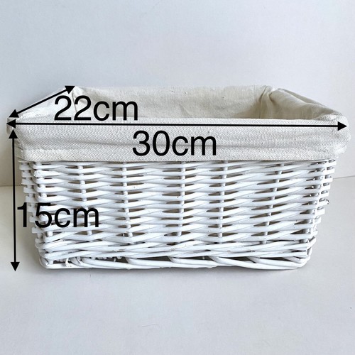 White wicker storage basket - storage,