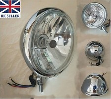 Bates 6" Motorcycles Headlight H4-12V-60/55W Bottom Mount-Chrome 5 1/2" Lens