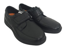 M&S Airflex Men's Formal Shoes Size 12 Black Leather Upper Riptape Strap New F1