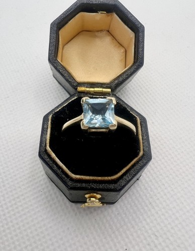 Vintage 9ct gold blue topaz - vintage,