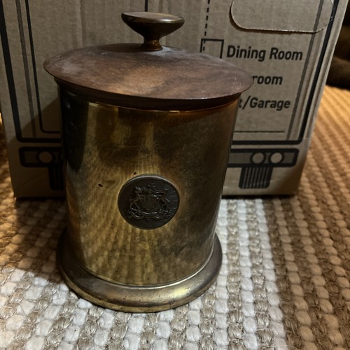 Brass and wood tabacco - wood, jar